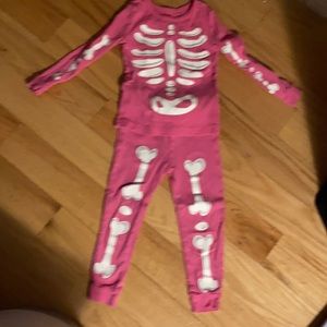 2pc Girls Pink and White Skeleton PJ’s